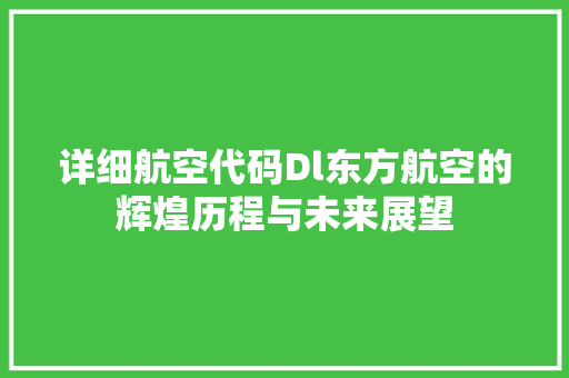 详细航空代码Dl东方航空的辉煌历程与未来展望