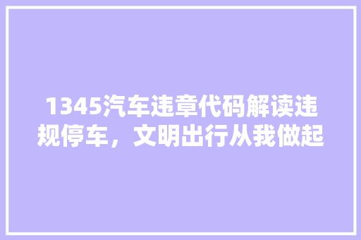 1345汽车违章代码解读违规停车，文明出行从我做起