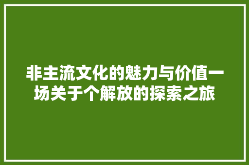 非主流文化的魅力与价值一场关于个解放的探索之旅