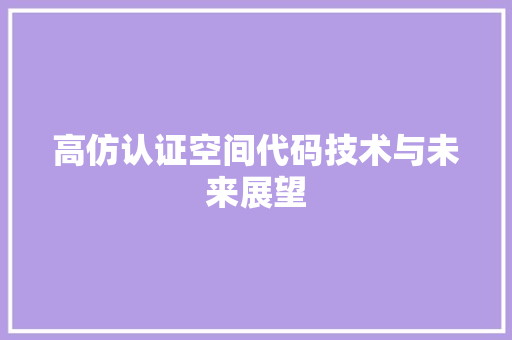 高仿认证空间代码技术与未来展望