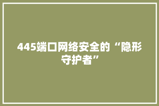 445端口网络安全的“隐形守护者”