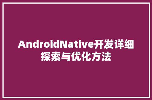 AndroidNative开发详细探索与优化方法