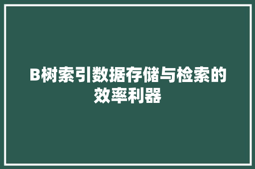 B树索引数据存储与检索的效率利器