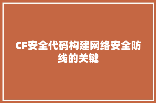 CF安全代码构建网络安全防线的关键