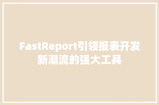 FastReport引领报表开发新潮流的强大工具