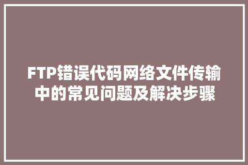 FTP错误代码网络文件传输中的常见问题及解决步骤