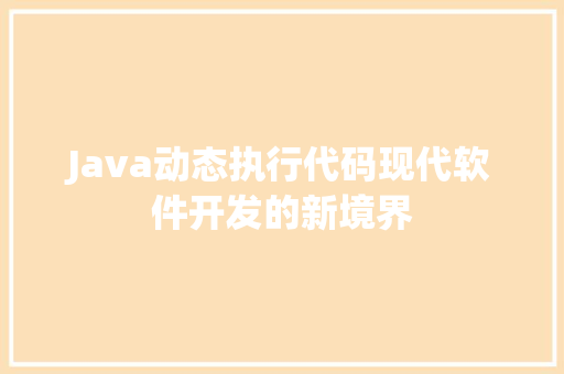 Java动态执行代码现代软件开发的新境界