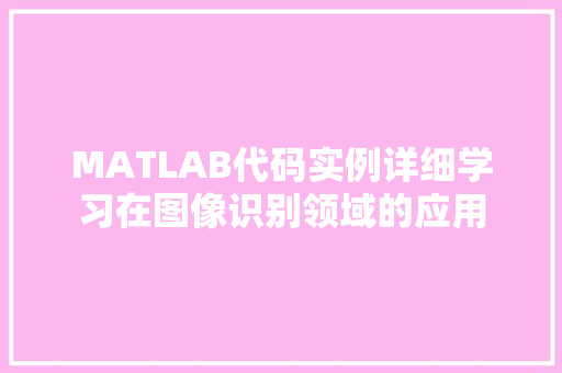 MATLAB代码实例详细学习在图像识别领域的应用