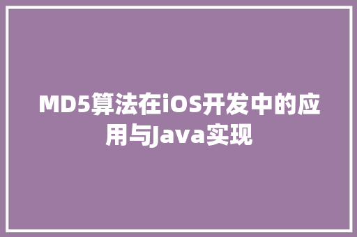 MD5算法在iOS开发中的应用与Java实现