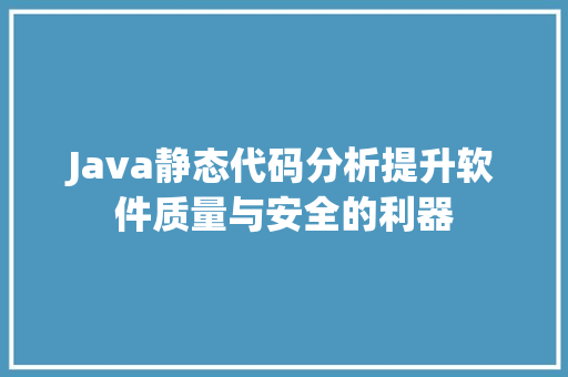 Java静态代码分析提升软件质量与安全的利器