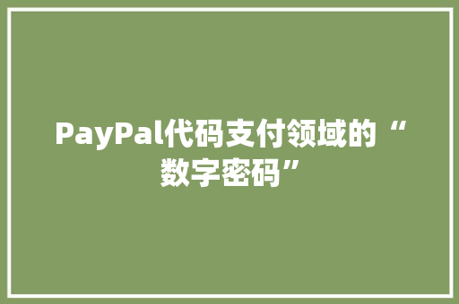 PayPal代码支付领域的“数字密码”