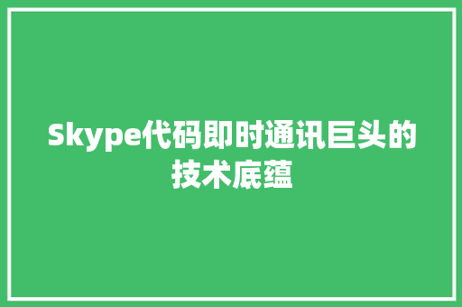 Skype代码即时通讯巨头的技术底蕴
