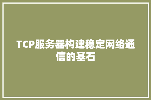 TCP服务器构建稳定网络通信的基石