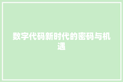 数字代码新时代的密码与机遇