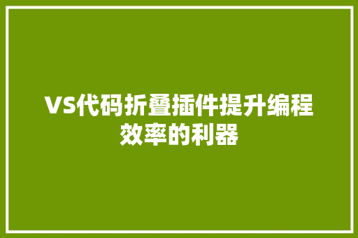 VS代码折叠插件提升编程效率的利器