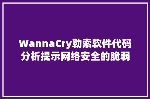 WannaCry勒索软件代码分析提示网络安全的脆弱