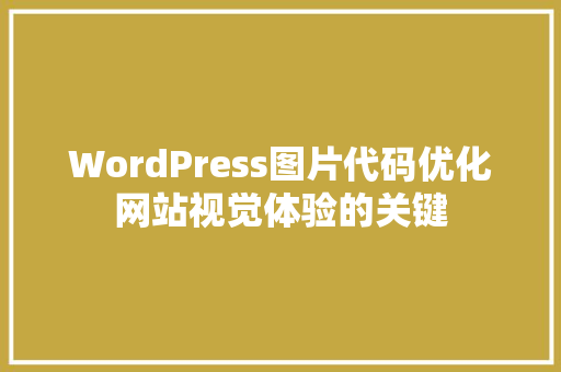 WordPress图片代码优化网站视觉体验的关键