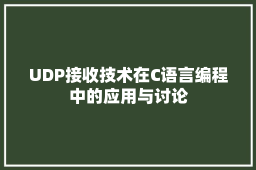 UDP接收技术在C语言编程中的应用与讨论