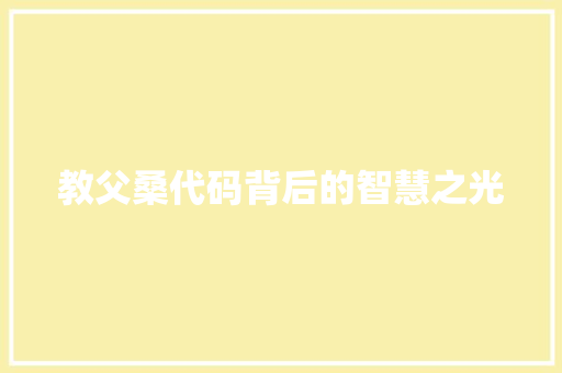 教父桑代码背后的智慧之光