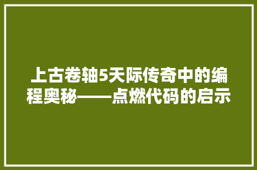 上古卷轴5天际传奇中的编程奥秘——点燃代码的启示