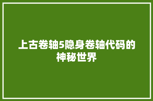 上古卷轴5隐身卷轴代码的神秘世界