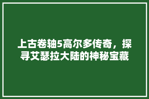 上古卷轴5高尔多传奇，探寻艾瑟拉大陆的神秘宝藏