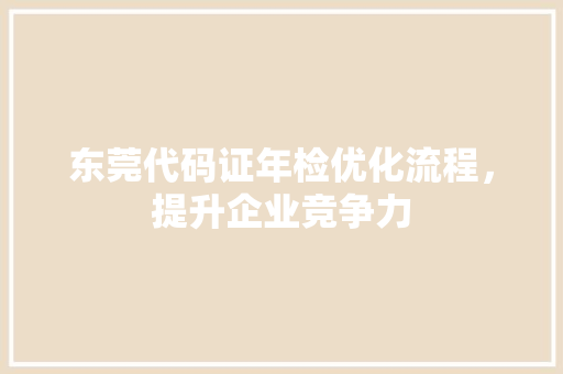 东莞代码证年检优化流程，提升企业竞争力