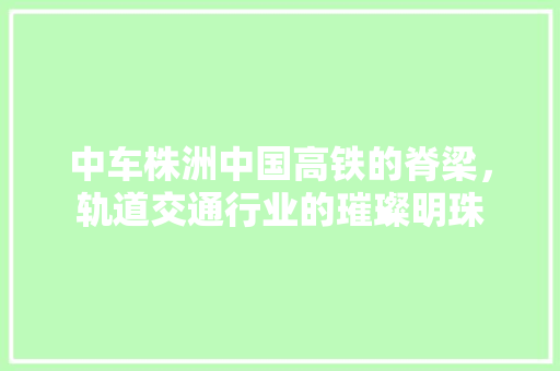 中车株洲中国高铁的脊梁，轨道交通行业的璀璨明珠