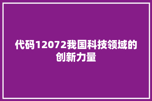 代码12072我国科技领域的创新力量