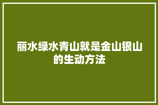 丽水绿水青山就是金山银山的生动方法