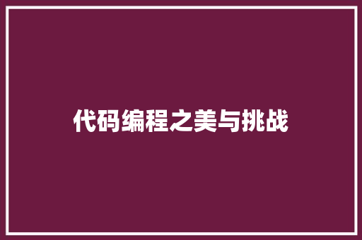 代码编程之美与挑战