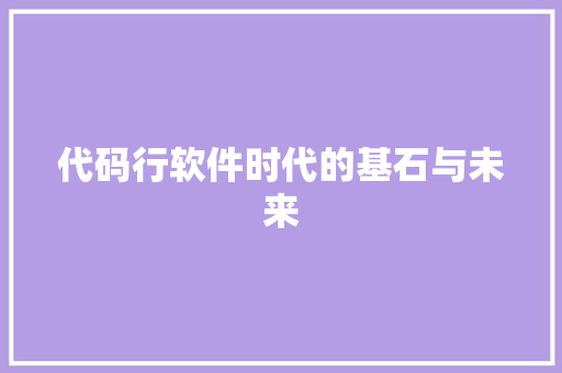 代码行软件时代的基石与未来
