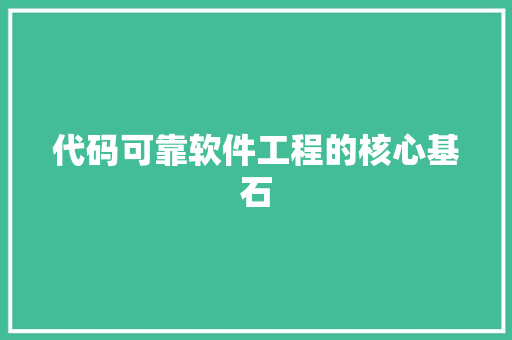 代码可靠软件工程的核心基石