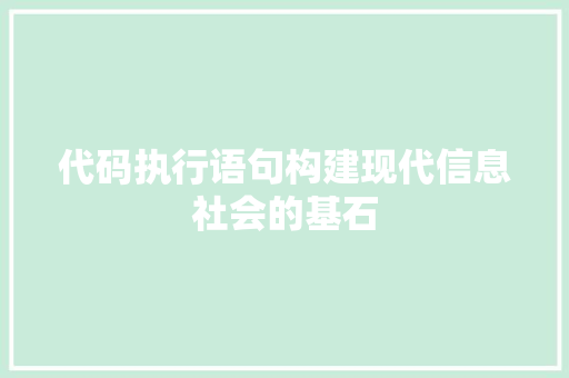 代码执行语句构建现代信息社会的基石