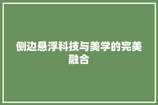 侧边悬浮科技与美学的完美融合