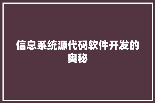 信息系统源代码软件开发的奥秘