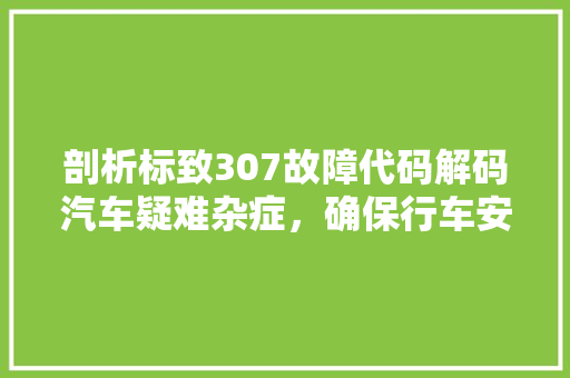 剖析标致307故障代码解码汽车疑难杂症，确保行车安全