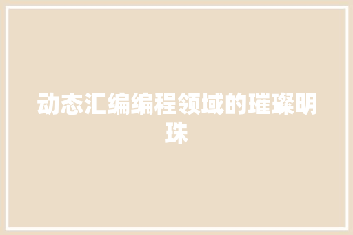动态汇编编程领域的璀璨明珠