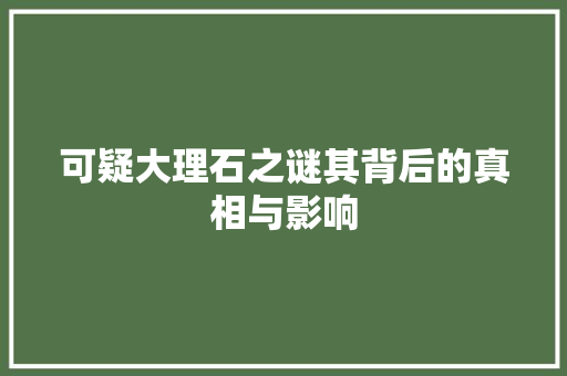可疑大理石之谜其背后的真相与影响