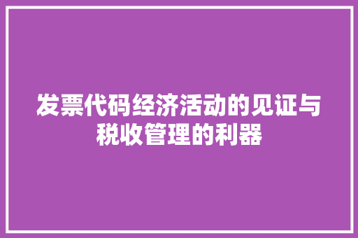 发票代码经济活动的见证与税收管理的利器