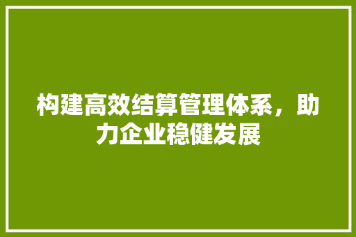 构建高效结算管理体系，助力企业稳健发展