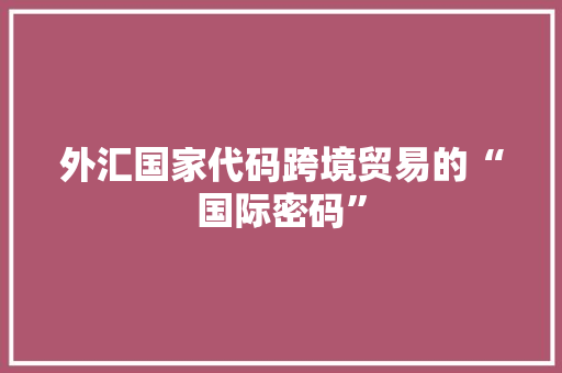 外汇国家代码跨境贸易的“国际密码”