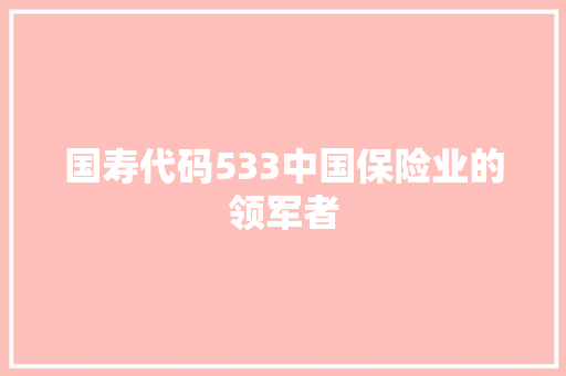 国寿代码533中国保险业的领军者