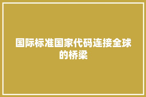 国际标准国家代码连接全球的桥梁