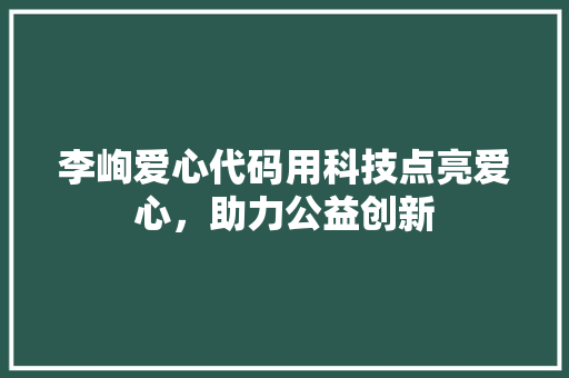 李峋爱心代码用科技点亮爱心，助力公益创新