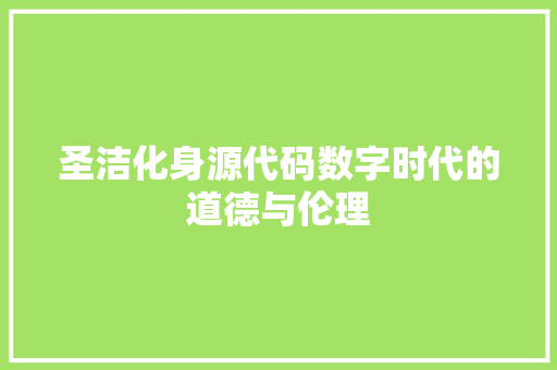 圣洁化身源代码数字时代的道德与伦理
