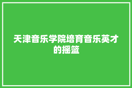 天津音乐学院培育音乐英才的摇篮