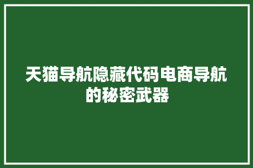 天猫导航隐藏代码电商导航的秘密武器