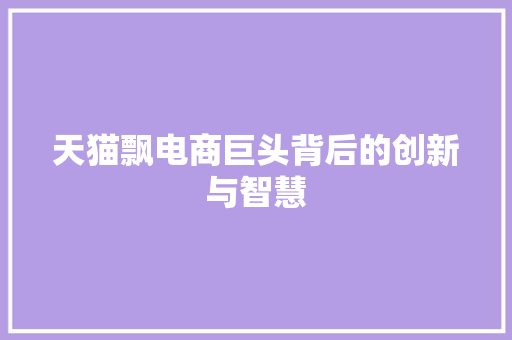 天猫飘电商巨头背后的创新与智慧