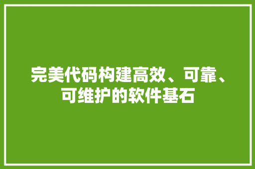 完美代码构建高效、可靠、可维护的软件基石